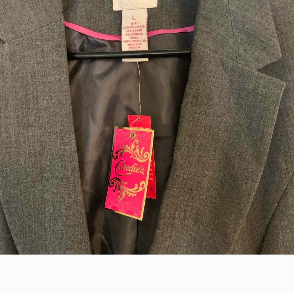 New With Tags Candie's Charcoal Grey Work Professional Blazer - Picture 2 of 3
